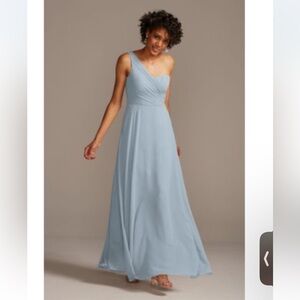 David's Bridal Light Blue One-Shoulder Gown